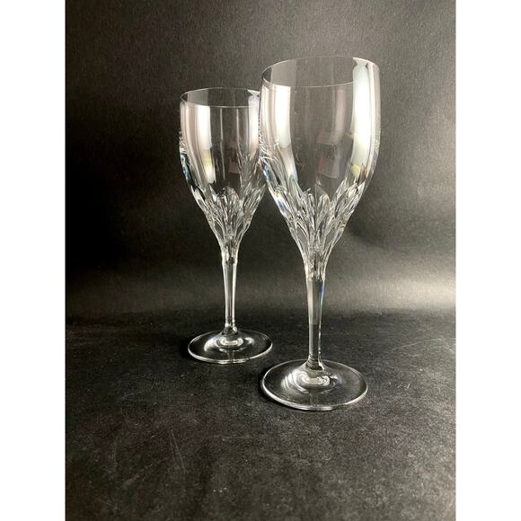Gorham Diamond Clear Water Goblets - Set of 2 Fine Crystal Stemware - Picture 1 of 10